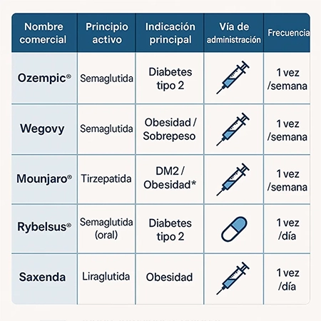 Guia completa sobre els anàlegs del GLP-1: Ozempic, Wegovy, Mounjaro i Saxenda.